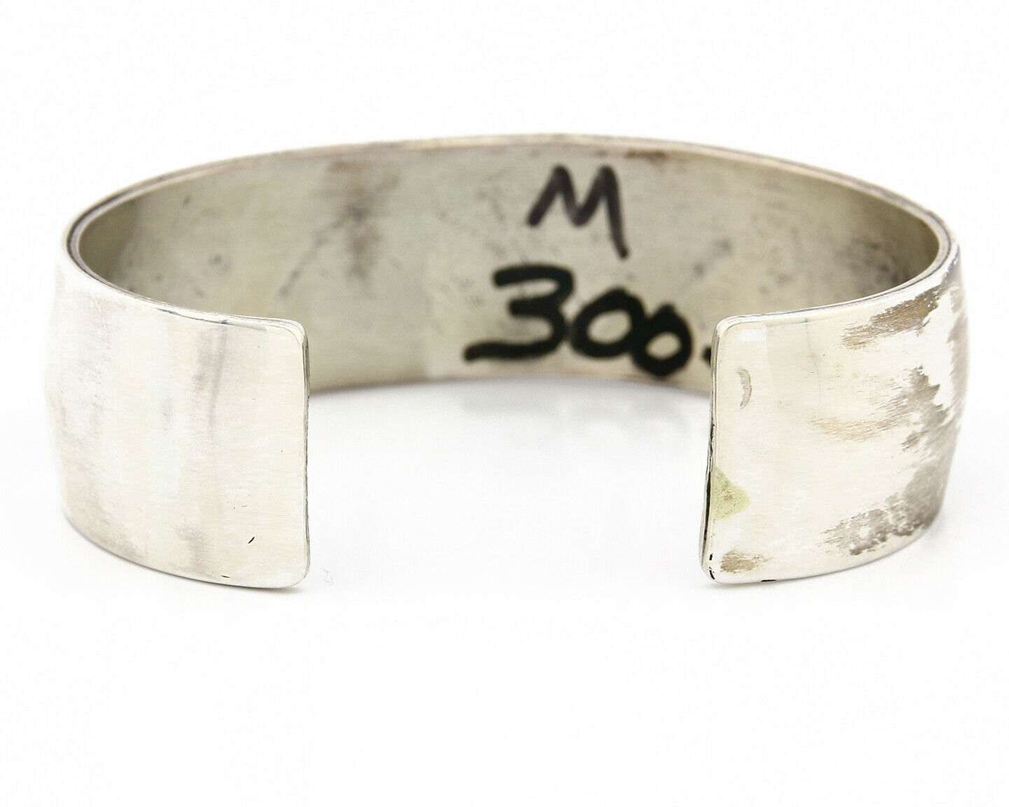 Navajo Bracelet .925 Silver Hand Stamped Overlay Signed Star C.80's
