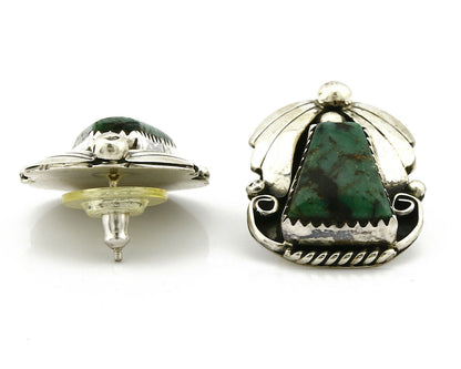 Women's Navajo Earrings .925 Silver Crescent Valley Turquoise Handmade C.80's