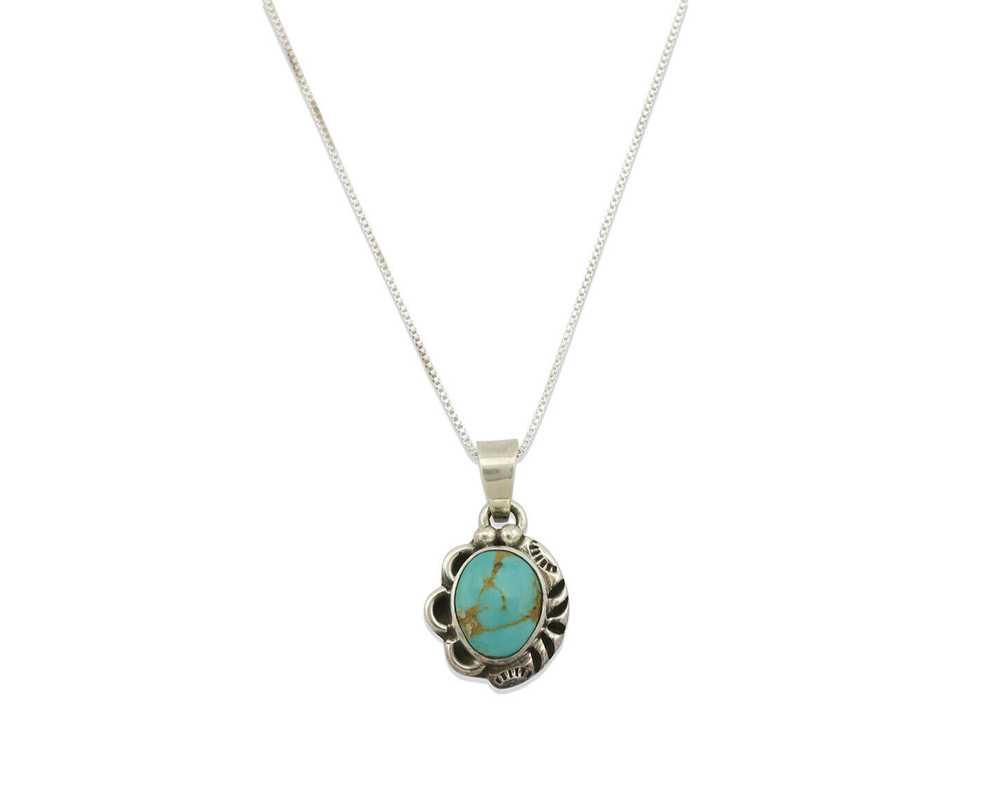 Navajo Pendant .925 Silver Kingman Turquoise Artist Signed Gecko C.80's