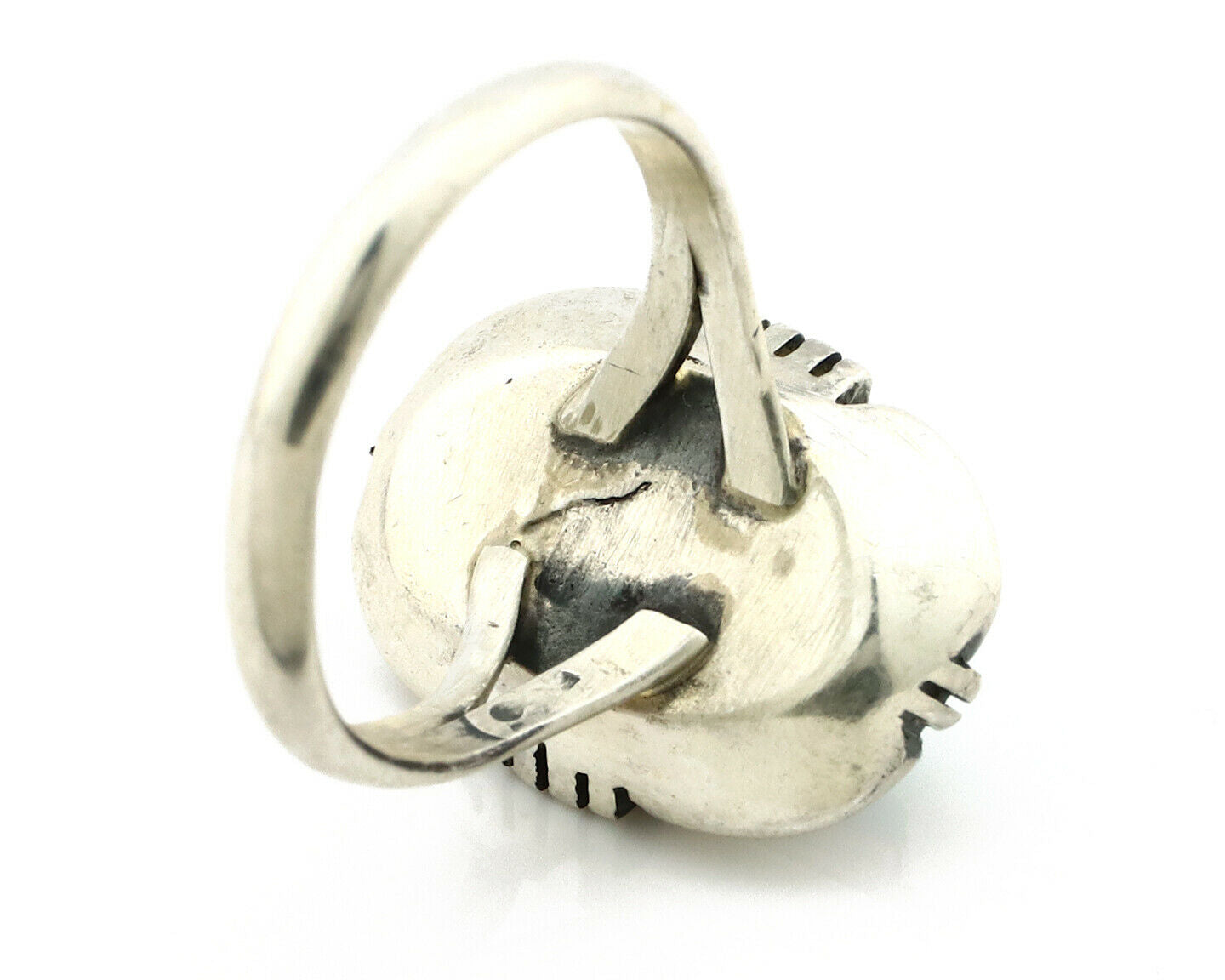 Navajo Ring .925 Silver Kingman Turquoise Handmade Native American Artist C80s