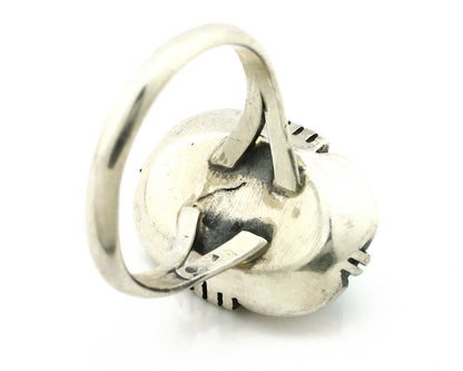 Navajo Ring .925 Silver Kingman Turquoise Handmade Native American Artist C80s