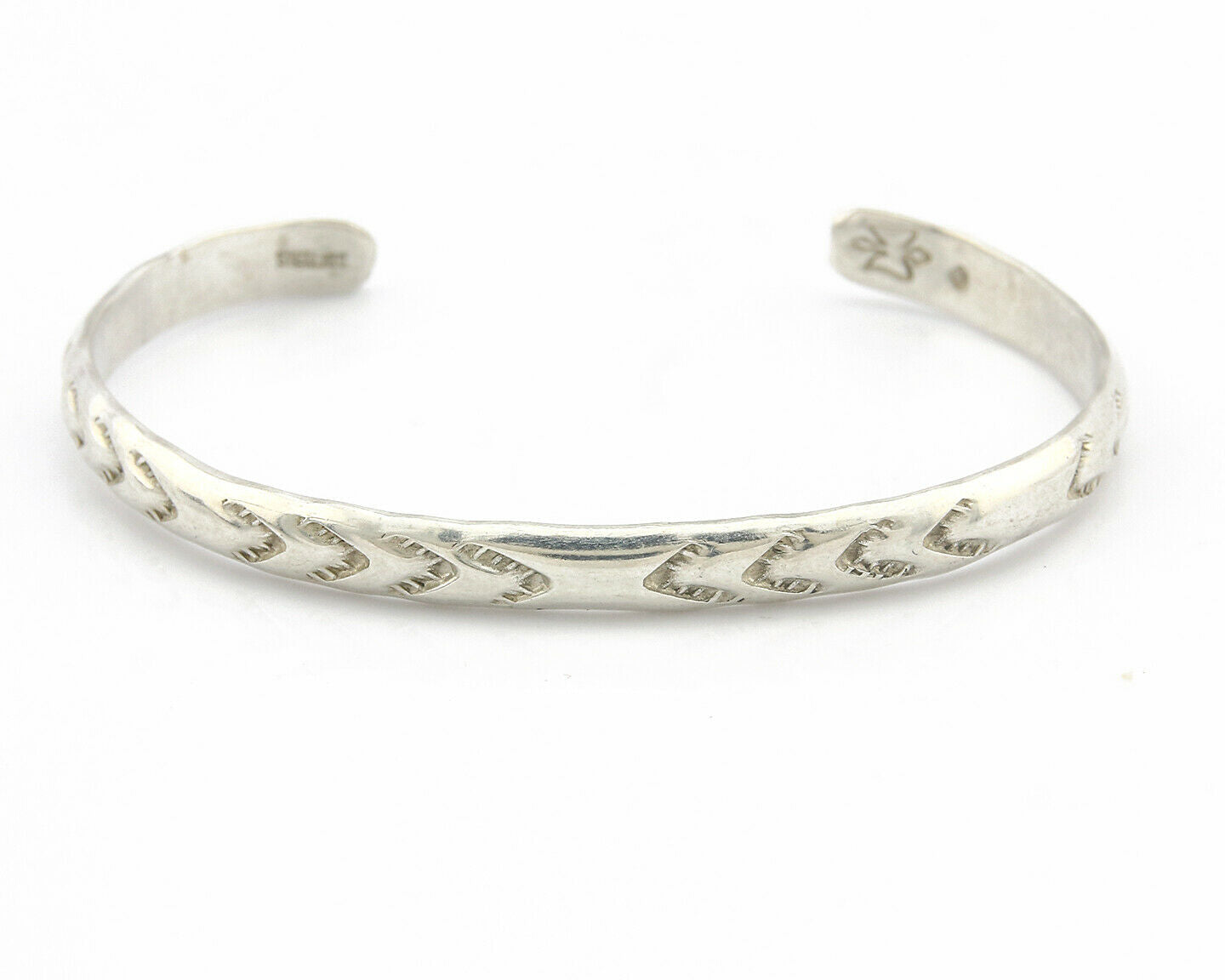 Navajo Bracelet .925 Silver Hand Stamped Arrow Head Artist Montoya C.80's