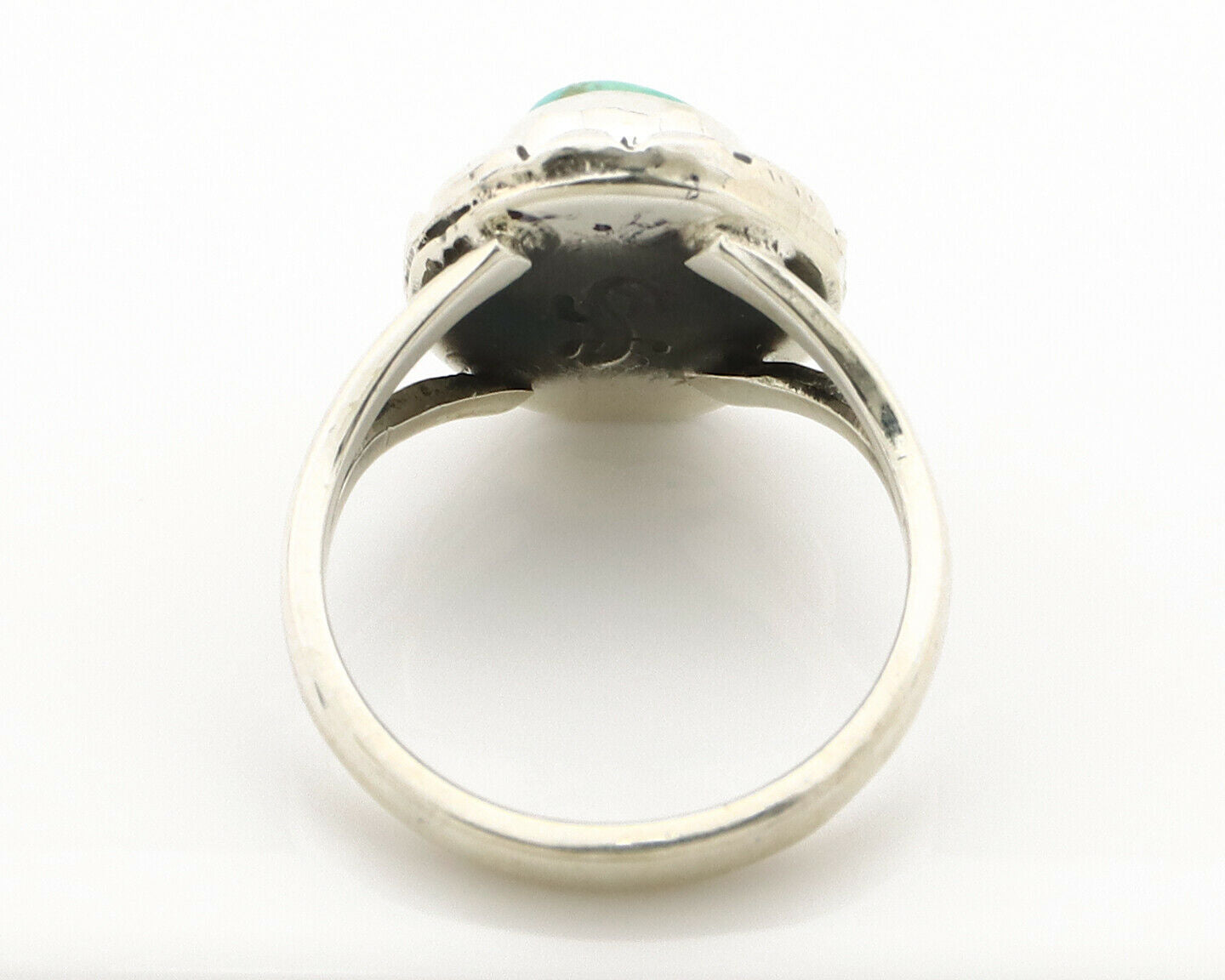 Navajo Ring .925 Silver Kingman Turquoise Artist Signed Gecko C.90's