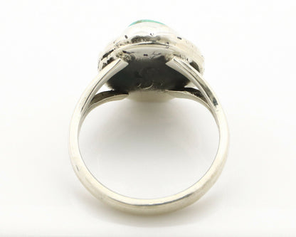 Navajo Ring .925 Silver Kingman Turquoise Artist Signed Gecko C.90's