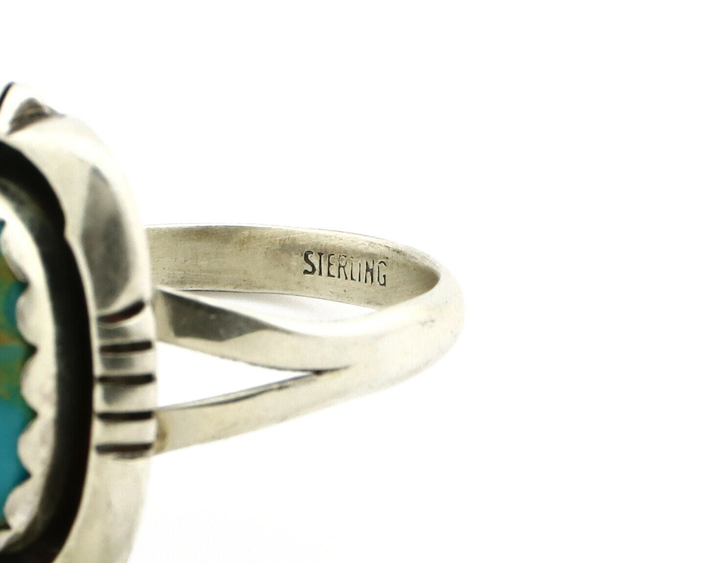 Navajo Ring .925 Silver Kingman Turquoise Handmade Native American Artist C80s