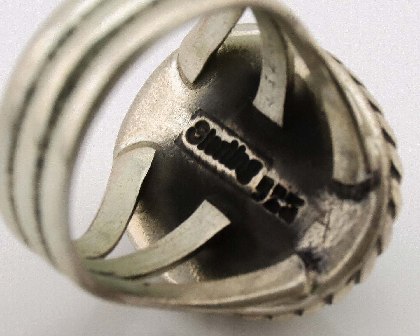 Navajo Ring .925 Silver Natural Kingman Turquoise Native American Artist C.1980s