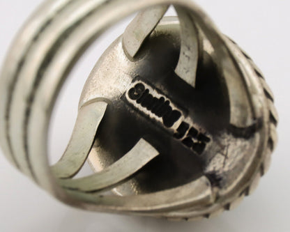 Navajo Ring .925 Silver Natural Kingman Turquoise Native American Artist C.1980s