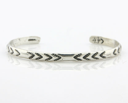 Navajo Bracelet .925 Silver Hand Stamped Arrow Head Artist I Montoya C.80's