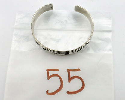 Navajo Bracelet .925 Silver Handmade Overlay Style Signed Tommy Billy Cuff C80s