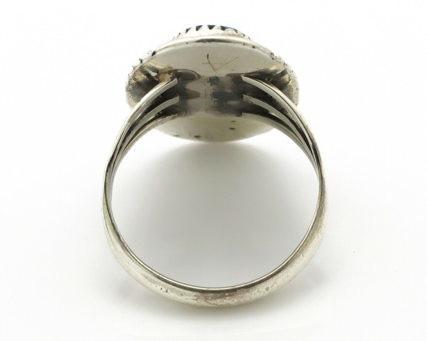 Navajo Ring .925 Silver Kingman Turquoise Native American Artist C.80's