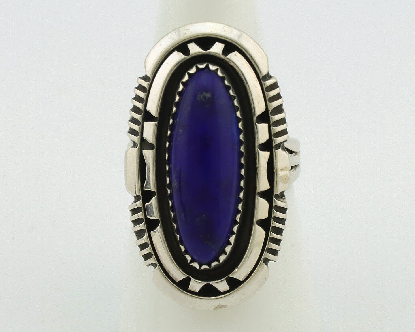 Navajo Ring 925 Silver Natural Lapis Lazuli Artist Signed William Denetdale C80s