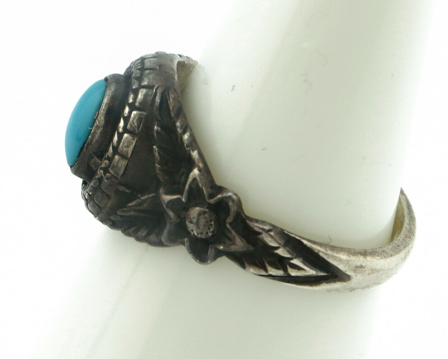 Navajo Ring .925 Silver Natural Blue Turquoise Native American Artist C.80's