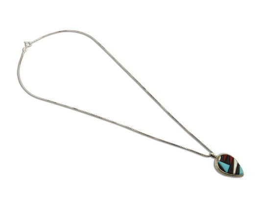 Navajo Handmade Pendant 925 Silver Natural Gemstone Native American Artist C80s