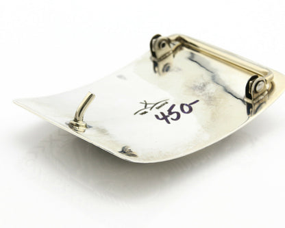 Navajo Belt Buckle .925 Silver Natural Turquoise Artist Signed Tipi C.80's