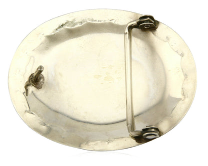 Navajo Belt Buckle .925 Silver & Nickle Gemstones Native American Artist C.80's
