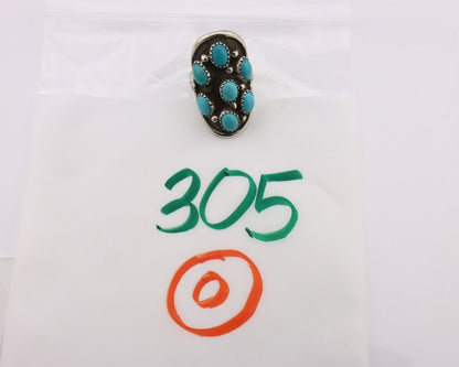Navajo Ring .925 Silver Natural Blue Turquoise Artist Signed L Henderson C.80's