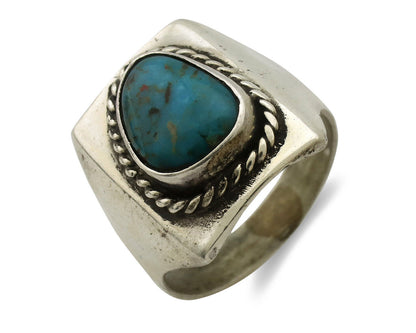 Navajo Ring .925 Silver Natural Turquoise Handmade Native American Artist C.80s