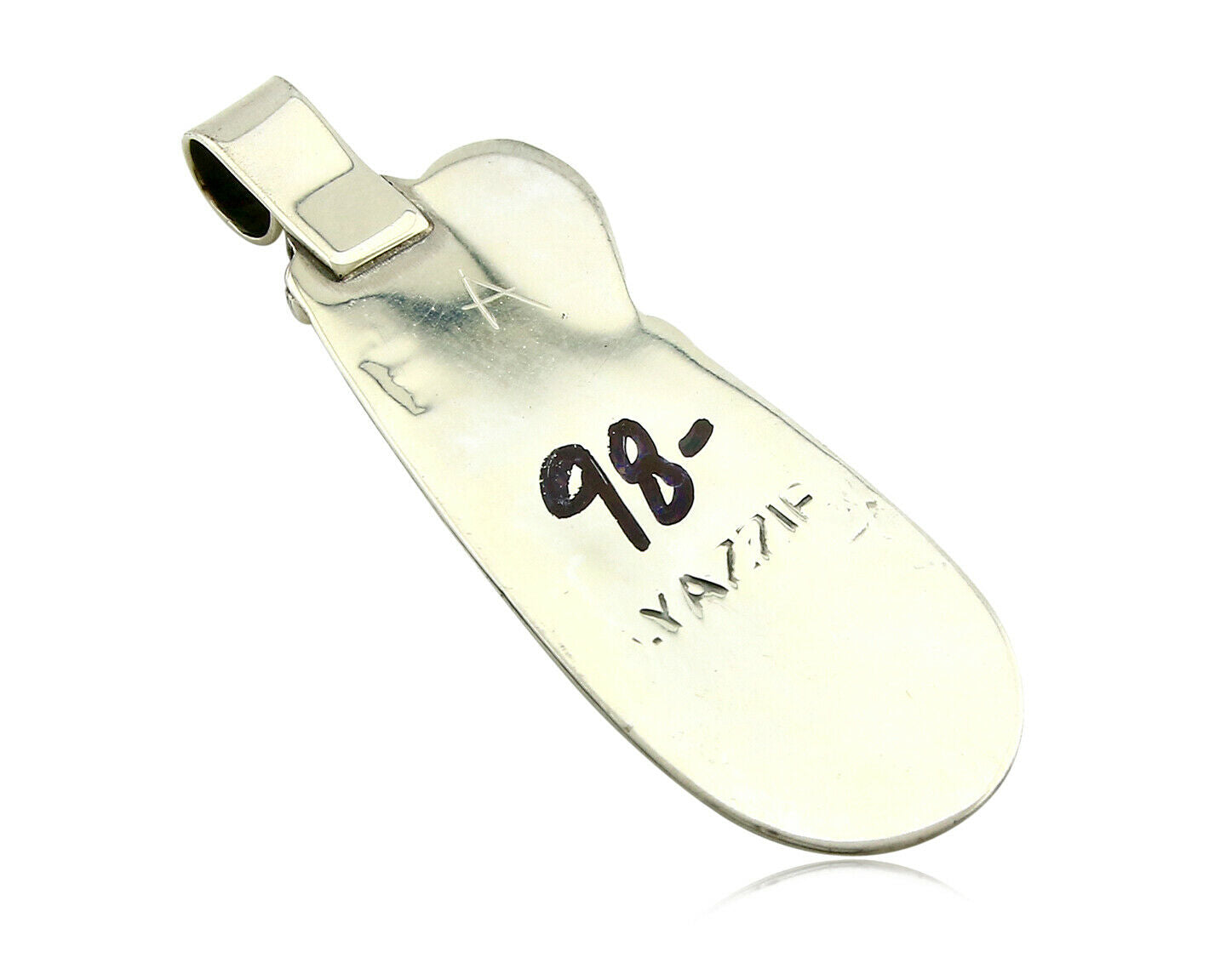 Navajo Pendant .925 Silver Real Natural Pink Mussel Signed Yazzie C.80's