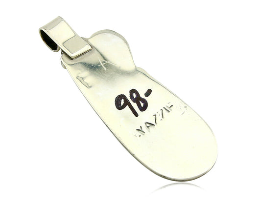 Navajo Pendant .925 Silver Real Natural Pink Mussel Signed Yazzie C.80's