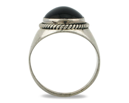 Navajo Ring .925 Silver Black Onyx Native American Artist C.80's