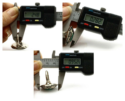 Navajo Ring .925 Silver Spiderweb Turquoise Artist Signed L. M. Nez C80s