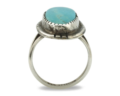 Navajo Ring .925 Silver Blue Turquoise Native American Artist Handmade C.80's