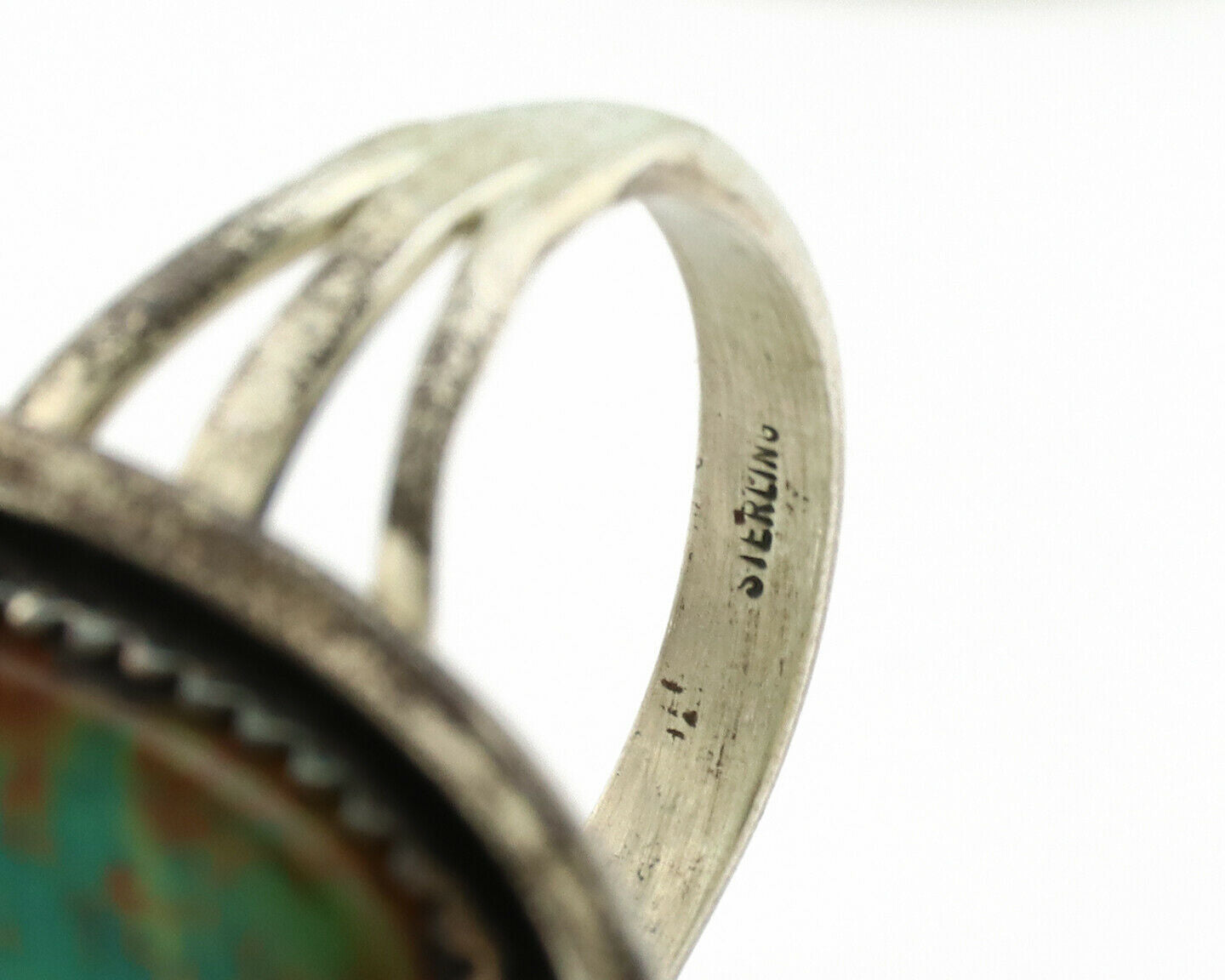 Navajo Ring .925 Silver Kingman Turquoise Native American Artist C.1980's