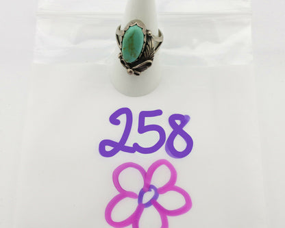 Navajo Ring .925 Silver Kingman Turquoise Native American Signed C.80's