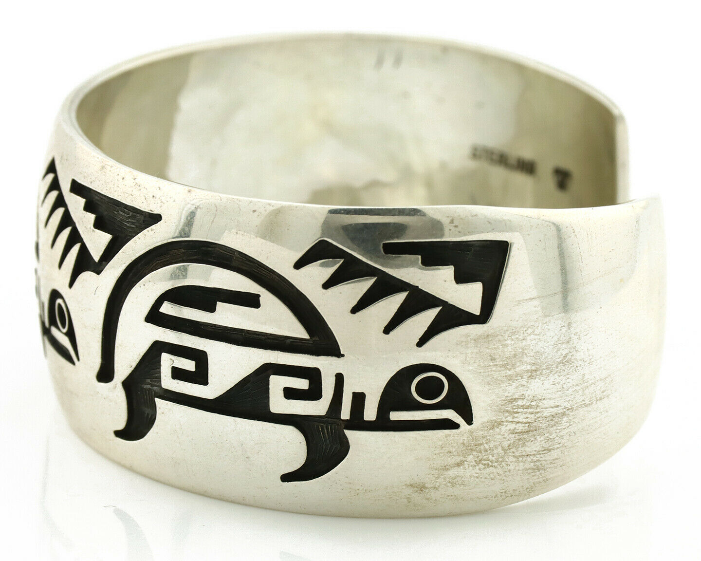 Hopi Turtle Bracelet .925 Silver Artist Signed Floyd Namingha C.90's