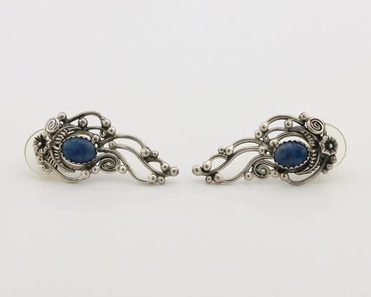 Navajo Earrings 925 Silver Natural Mined Denim Lapis Native American Artist C80s