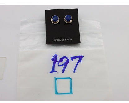 Navajo Earrings 925 Silver Natural Mined Lapis Native American Artist C80s