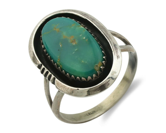 Navajo Ring .925 Silver Blue Turquoise Native American Artist Handmade C.80's