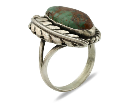 Navajo Ring .925 Silver Manassas Turquoise Signed Native Artist C.80's