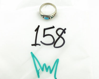 Navajo Handmade Ring 925 Silver Blue Turquoise & Coral Native American C.80's