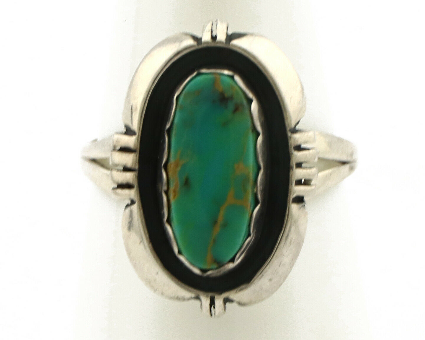Navajo Ring .925 Silver Kingman Turquoise Handmade Native American Artist C.80's