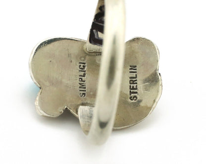 Zuni Ring 925 Silver Natural Mined Blue Turquoise Artist Signed Simplicio C.80's