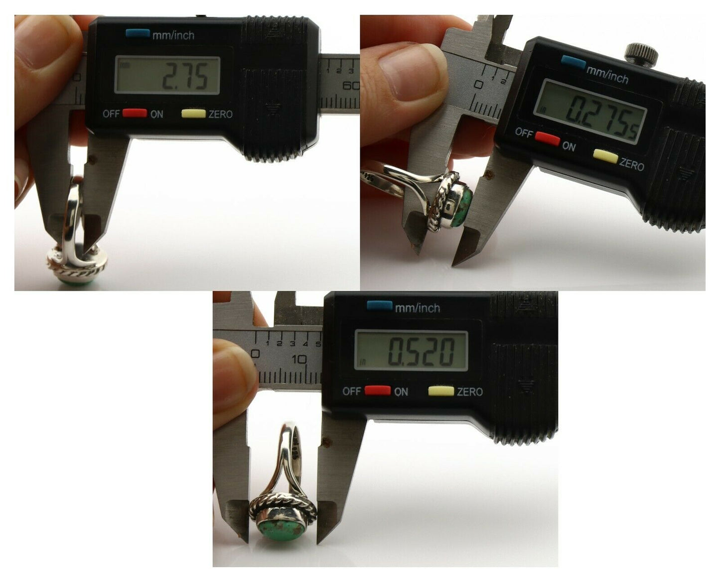 Navajo Ring .925 Silver Kingman Turquoise Artist Signed Gecko C.90's