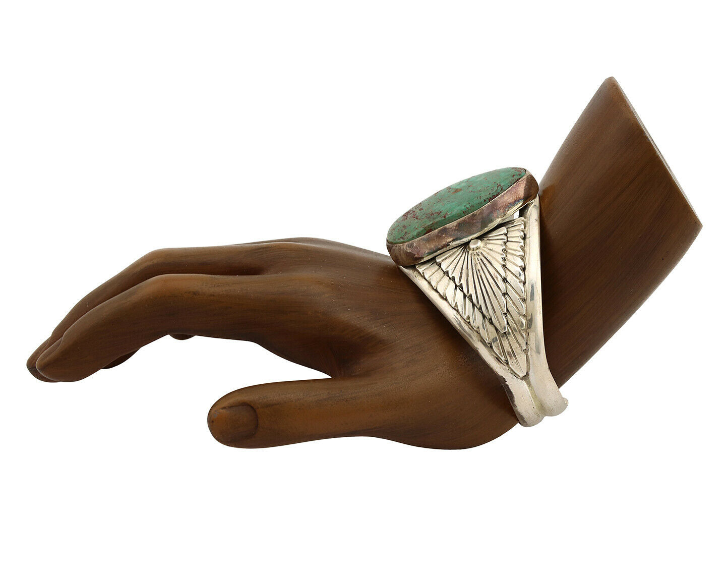 Navajo Cuff Bracelet .925 Silver Kingman Turquoise Artist Signed DC C.80's