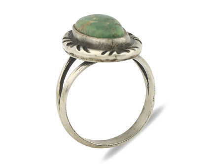 Navajo Ring .925 Silver Natural Mined Turquoise Native Artist Signed C.80's