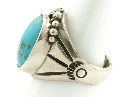 Navajo Ring .925 Silver Turquoise Mountain Native American Artist C.80's
