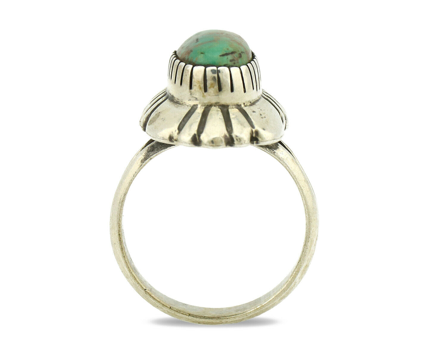 Navajo Ring .925 Silver Green Turquoise Artist Signed M Montoya C.80's