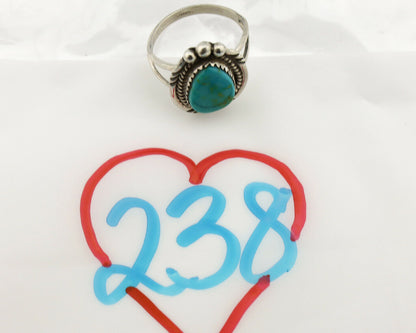 Navajo Ring .925 Silver Kingman Turquoise Artist Signed A C.1980's