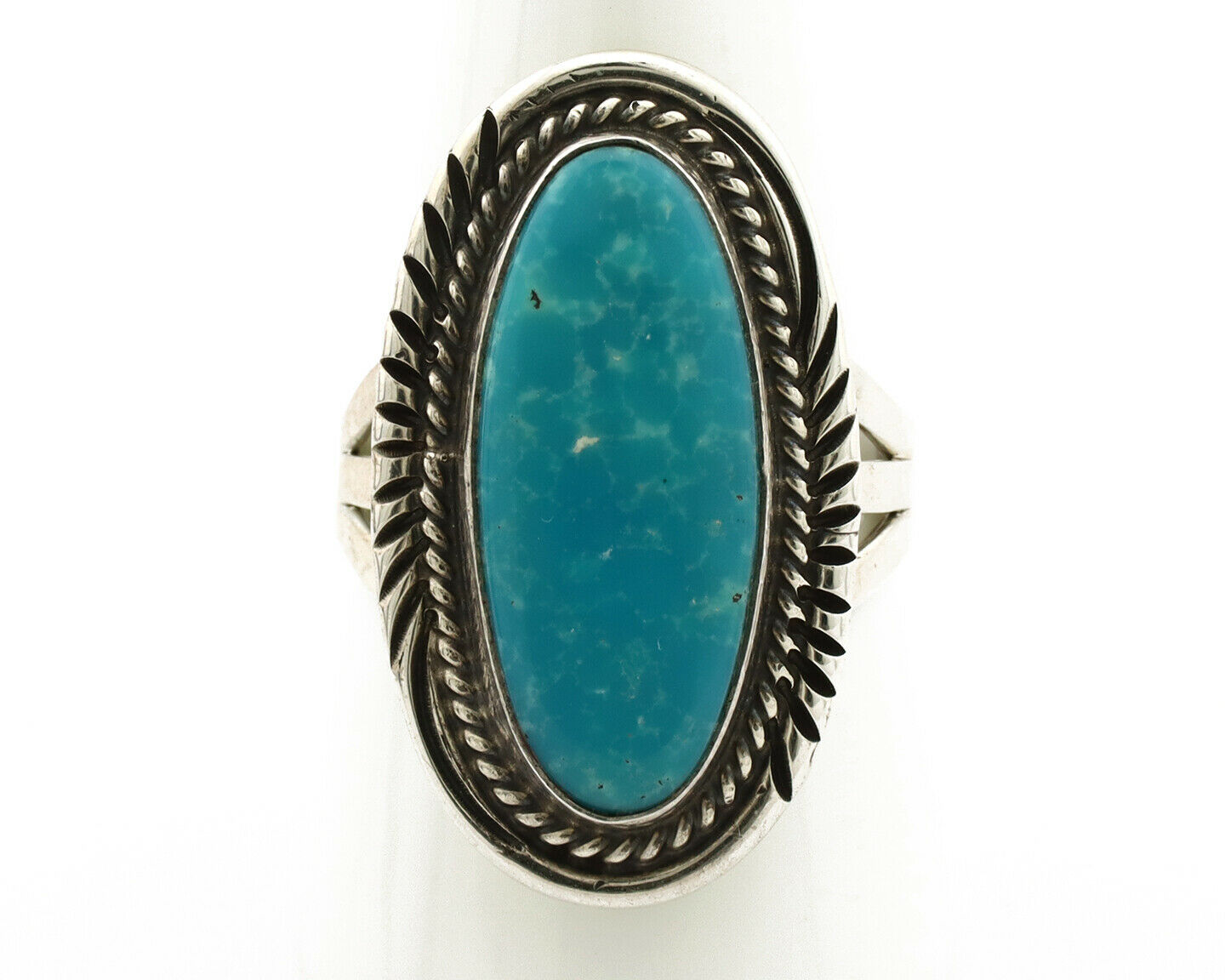 Navajo Ring .925 Silver Blue Gem Turquoise Native American Artist C.80's