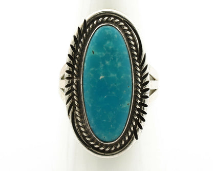Navajo Ring .925 Silver Blue Gem Turquoise Native American Artist C.80's
