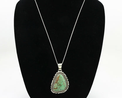 Navajo Kingman Turquoise Pendant .925 Silver Artist Signed Sunrise C.80's