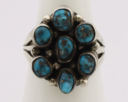 Navajo Ring .925 Silver Natural Blue Turquoise Artist Signed LP C.80's