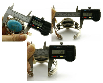 Navajo Bracelet .925 Silver Blue Gem Turquoise Signed Doug Zachary C.80's