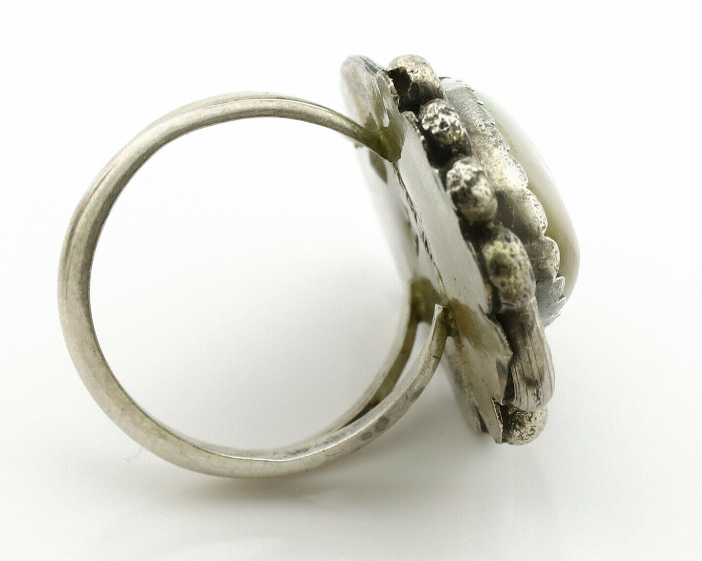 Navajo Ring .925 Silver Manassas Turquoise Artist Signed R C.1980's