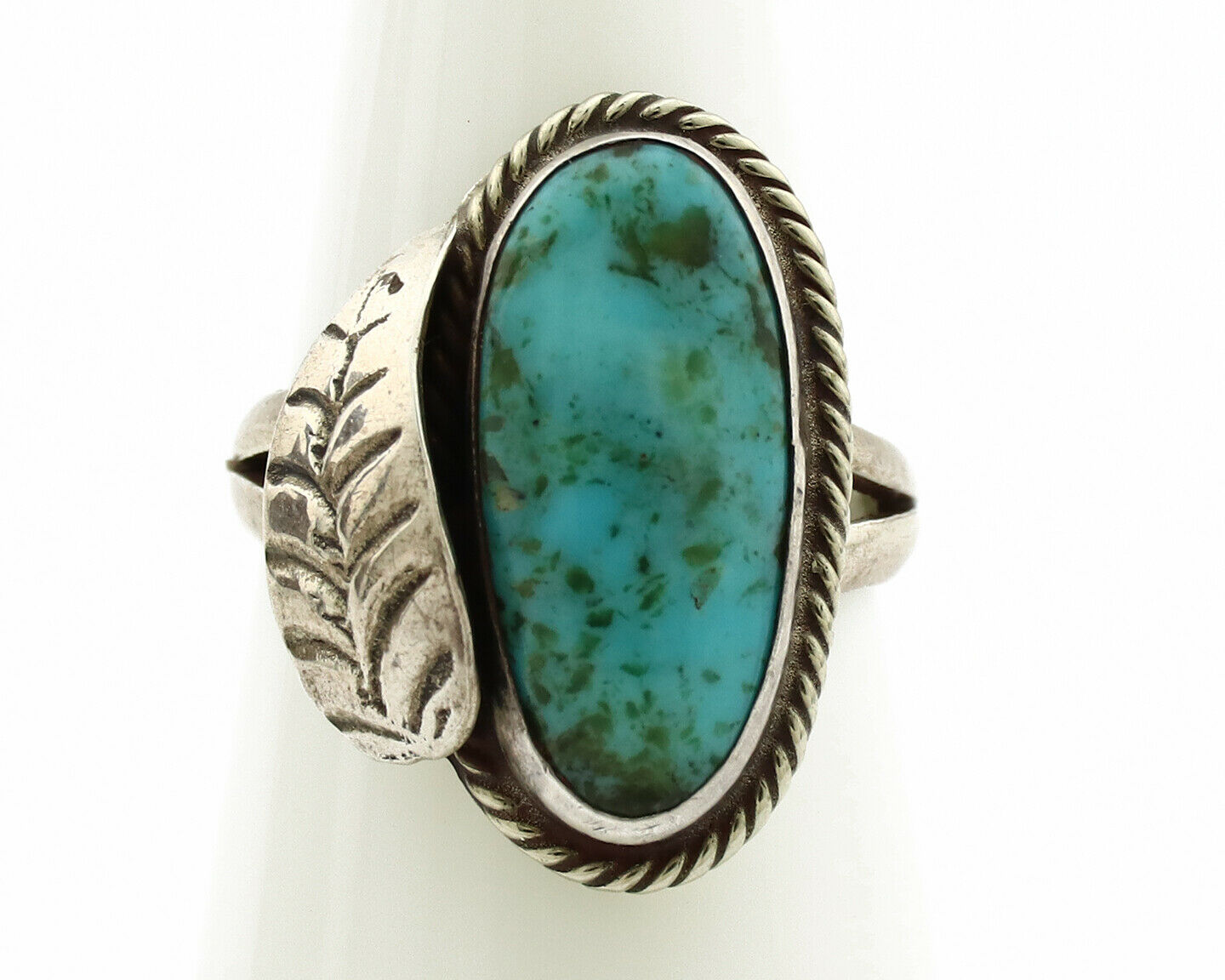 Navajo Ring .925 Silver Blue Turquoise Native American Artist C.1980's