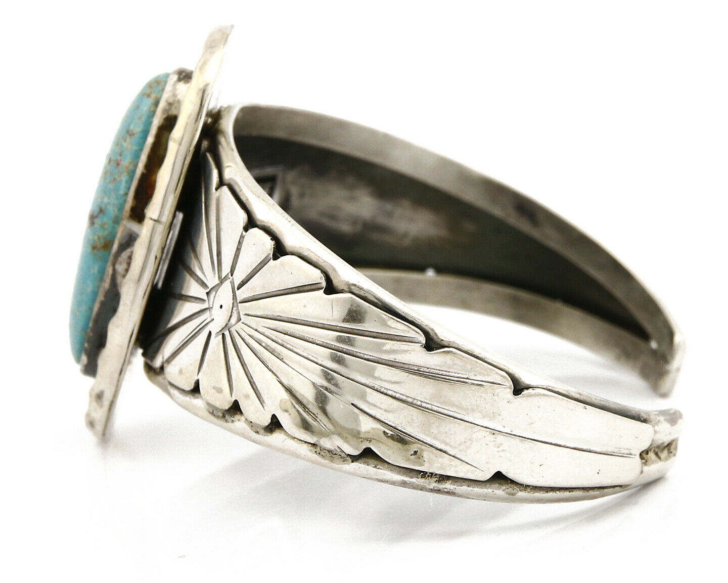 Navajo Bracelet .925 Silver Handmade Overlay Pattern Cuff Signed D2 C.80's